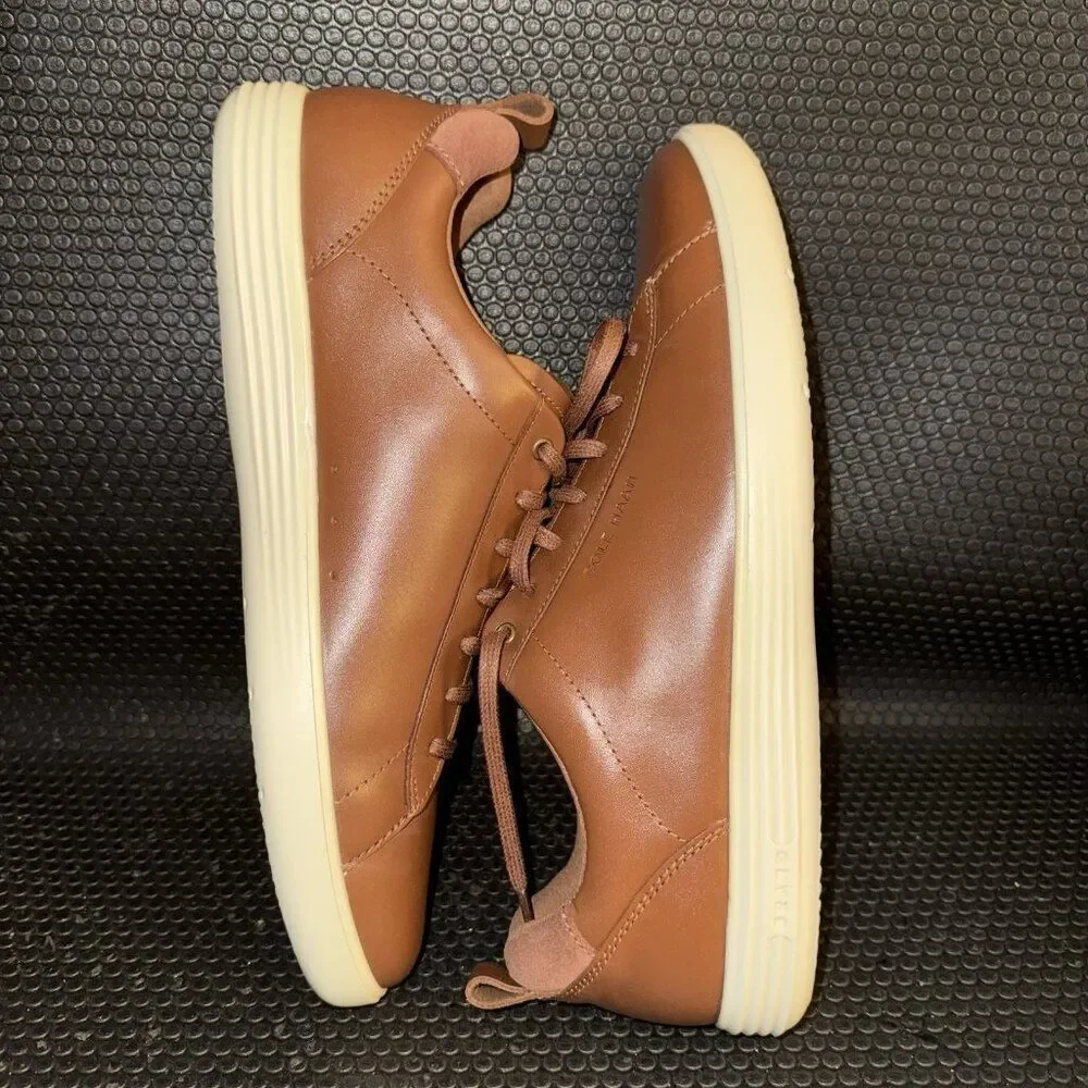 Cole Haan Brown Leather Sneakers with Cream Sole